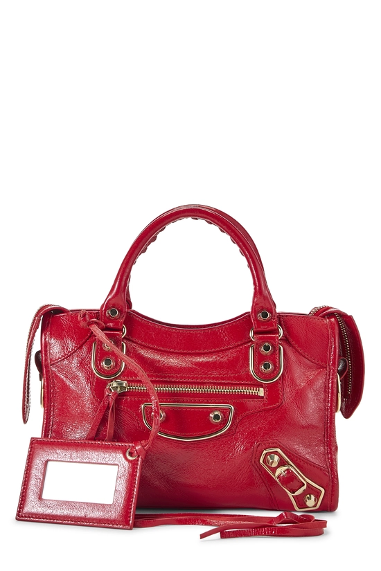 Red Agneau Gold Metallic Edge Classic City Bag Mini, , large image number 0