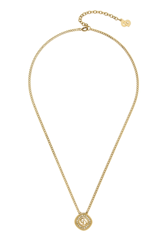 Gold Crystal 'CD' Necklace, , large image number 0
