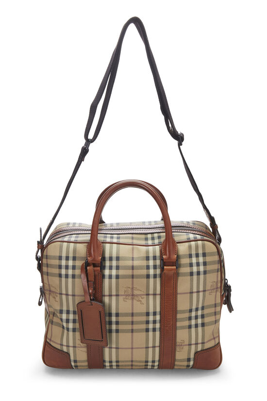 Brown Haymarket Check Coated Canvas Briefcase, , large image number 1