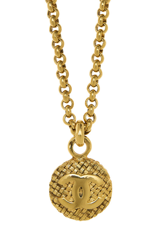 Gold Woven 'CC' Necklace, , large image number 1