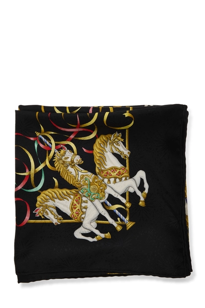 Black & Multicolor 'Luna Park' Silk Scarf MM, , large