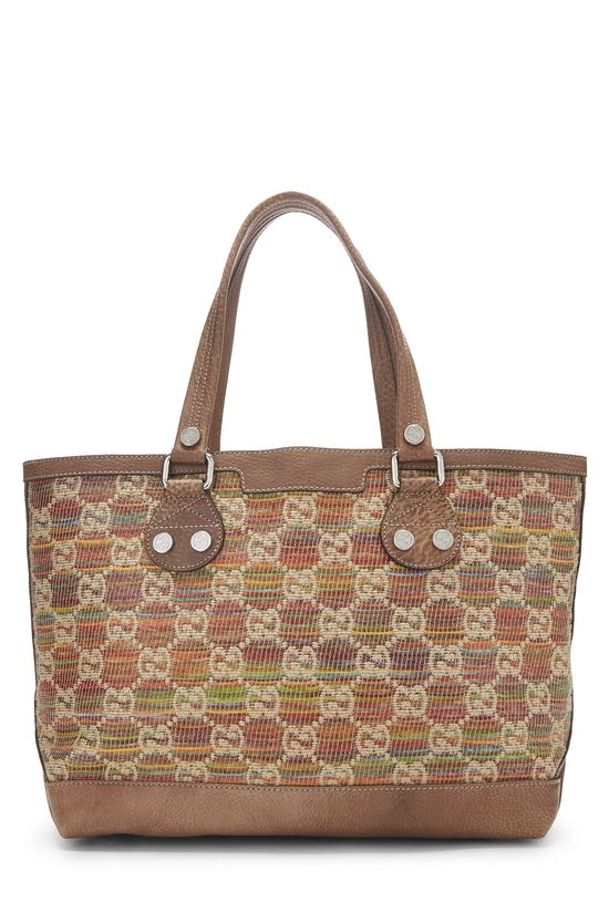 Brown GG Libeccio Raffia Sunset Tote Large, , large image number 3