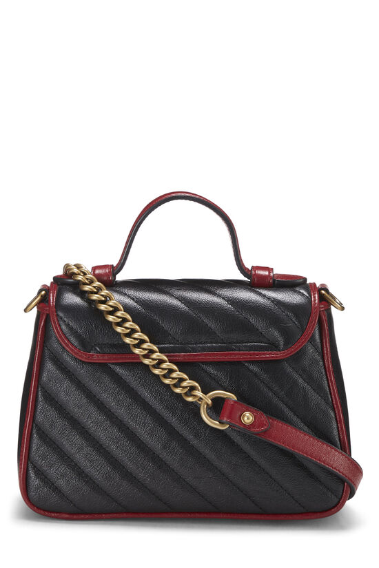 Black Leather Torchon Marmont Top Handle Flap Bag Mini, , large image number 3