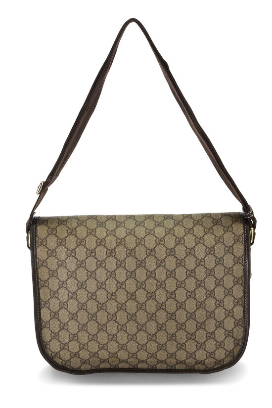 Brown GG Supreme Canvas Buckle Flap Messenger, , large image number 3