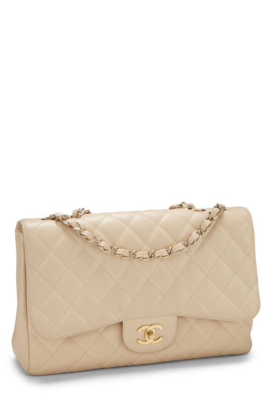 Beige Quilted Caviar New Classic Flap Jumbo, , large image number 1