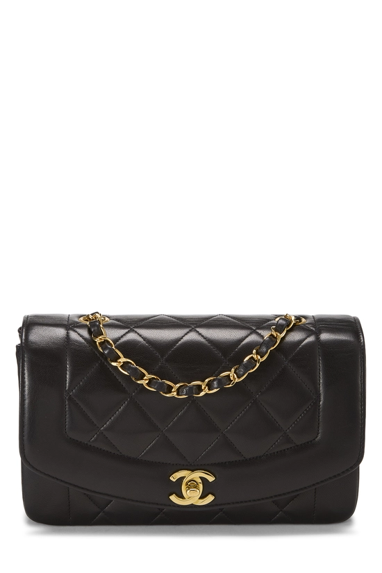 Black Quilted Lambskin Diana Flap Small, , large image number 0