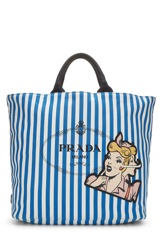 Blue & White Comic Canvas Tote, , large image number 0