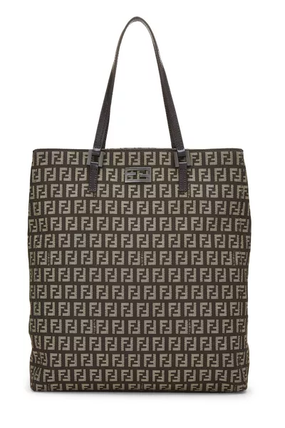 Brown Zucca Canvas Selleria Vertical Tote Small