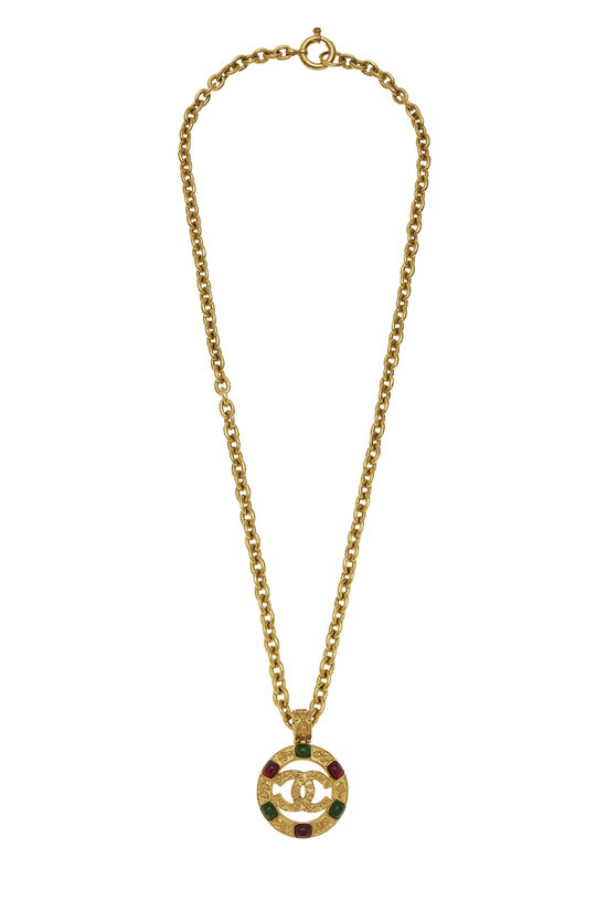 Gold Filigree & Multicolor Gripoix Necklace, , large image number 0
