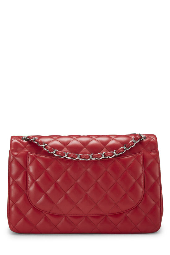 Red Quilted Lambskin New Classic Double Flap Jumbo, , large image number 3