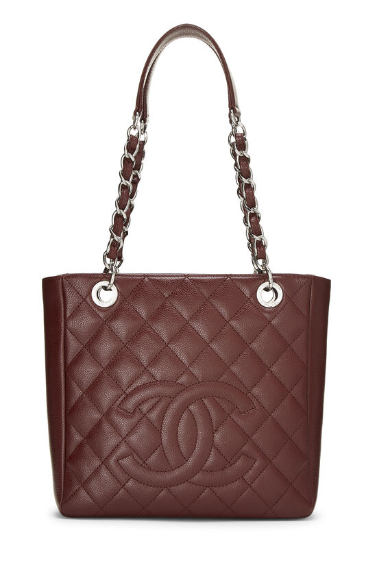Burgundy Quilted Caviar Petite Shopping Tote (PST)