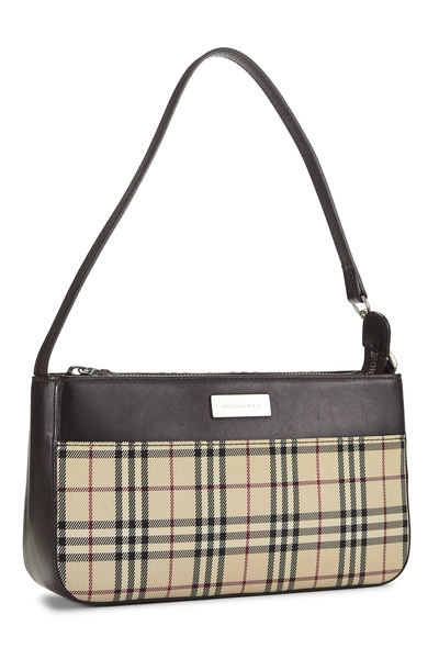 Brown House Check Nylon Shoulder Bag, , large