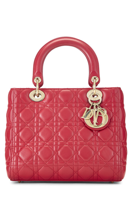 Red Cannage Quilted Lambskin Lady Dior Medium, , large image number 0