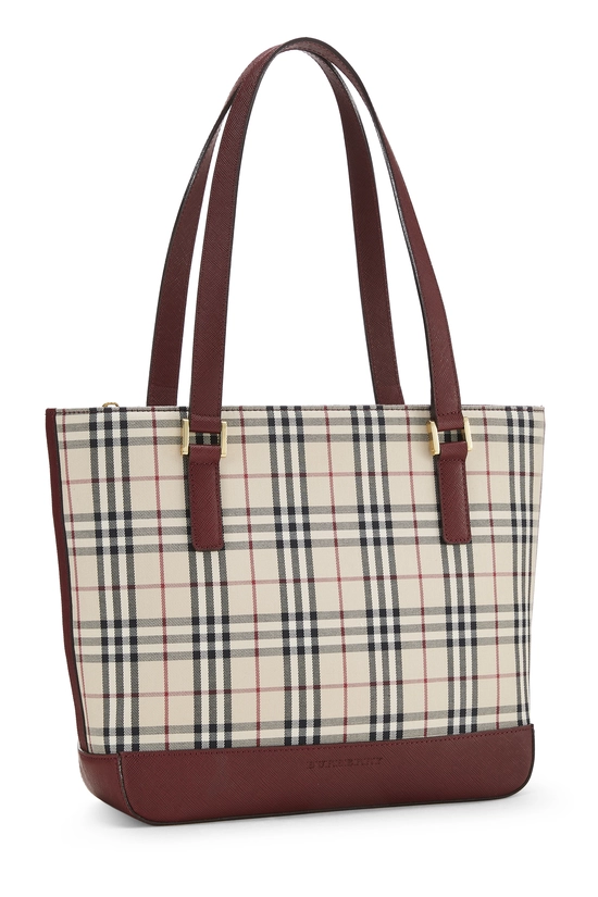 Burgundy House Check Jacquard Shoulder Bag Small, , large image number 1
