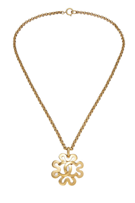 Gold Squiggle Border 'CC' Necklace, , large image number 0