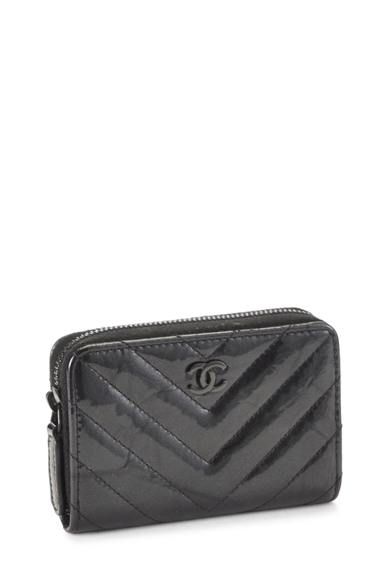 Black Patent Leather "So Black" Chevron Coin Purse, , large image number 1