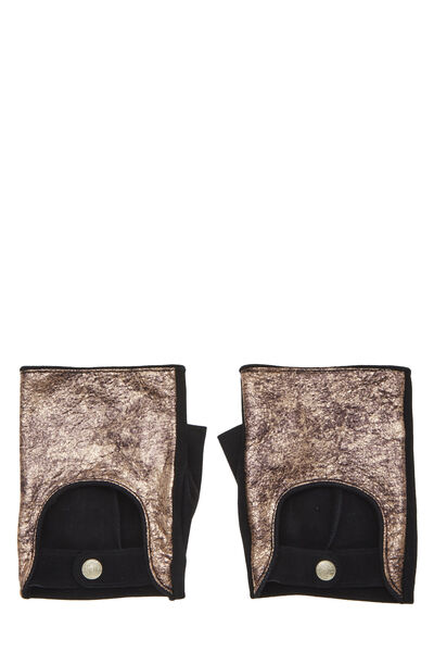 Metallic Leather Fingerless Gloves