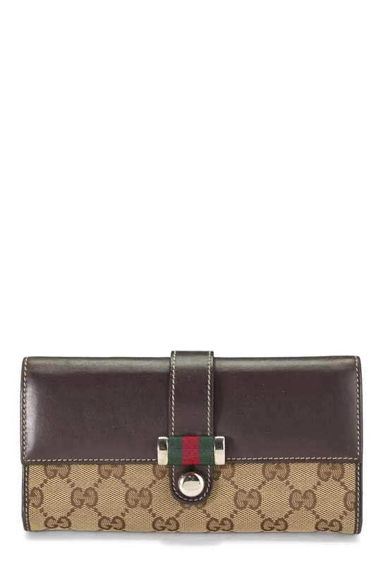 Brown Original GG Canvas Web Continental Wallet, , large image number 0