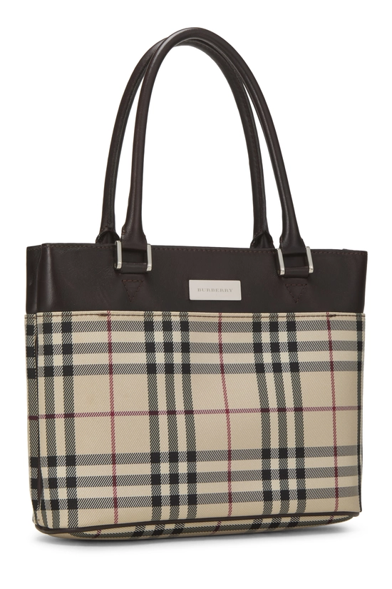 Brown Nylon Check Handbag Mini, , large image number 1