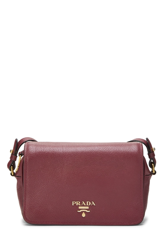 Burgundy Vitello Daino Flap Crossbody Bag Small, , large image number 0