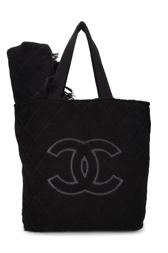 Black Terry Cloth 'CC' Beach Set, , large image number 0