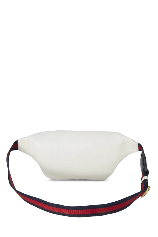 White Leather Logo Printed Belt Bag, , large image number 3