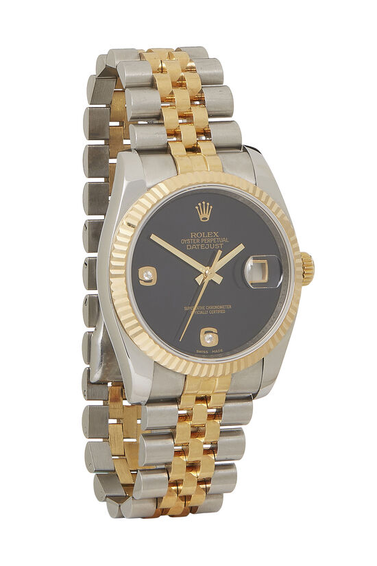 Stainless Steel & 18K Yellow Gold Onyx Diamond Datejust 116233 36mm, , large image number 1