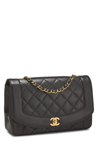 Black Quilted Lambskin Diana Flap Medium, , large