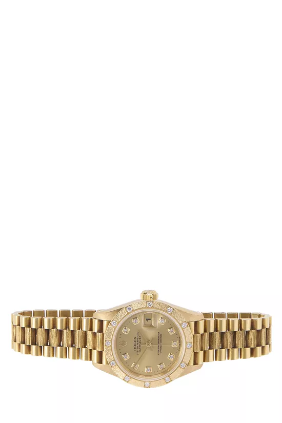 18K Yellow Gold & Diamond Bark Datejust President 69288 26mm, , large image number 2