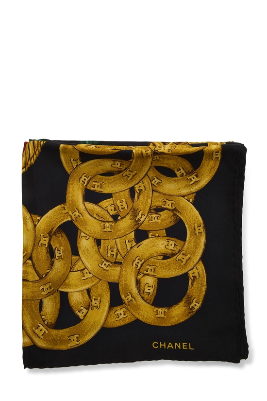 Pre-Owned Black & Multicolor Gripoix Print Silk Scarf Q6A0572NKB00P