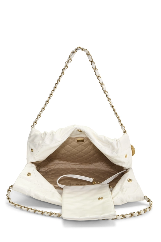 White Calfskin Chanel 22 Hobo Small, , large image number 5