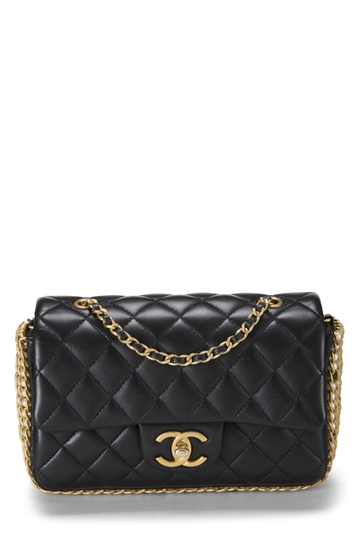 Chanel Black Lambskin River Of Pearls Flap Bag Mini