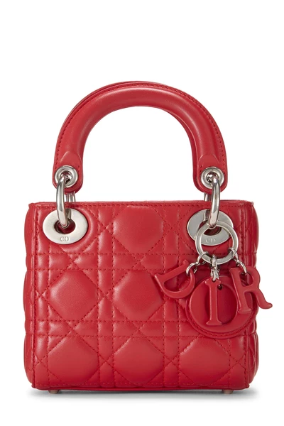 Red Cannage Quilted Lambskin Lady Dior Mini