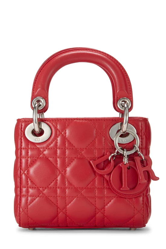 Red Cannage Quilted Lambskin Lady Dior Mini, , large image number 0