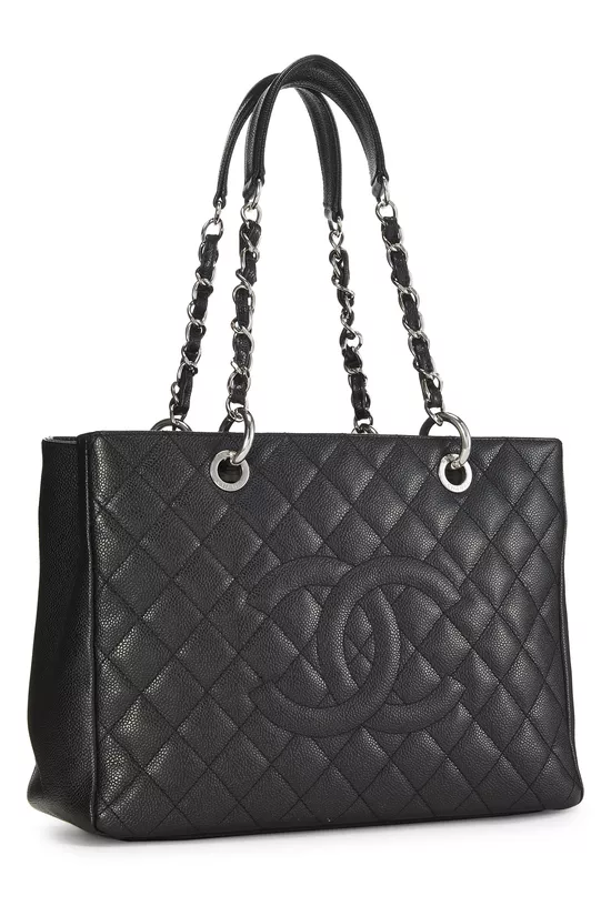 Black Quilted Caviar Grand Shopping Tote (GST), , large image number 1