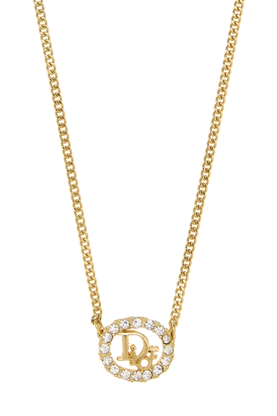 Gold Crystal Logo Necklace, , large