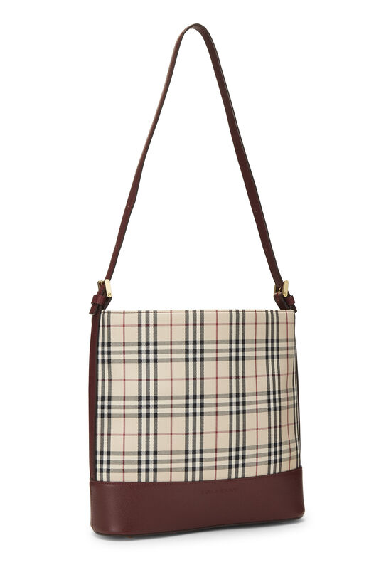 Burgundy House Check Canvas Bucket Bag Small, , large image number 1