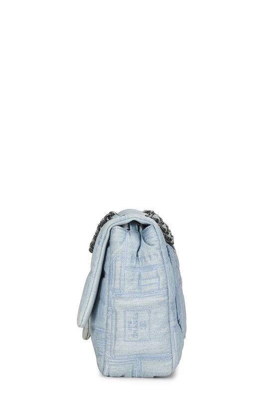 Blue Denim Embroidered Perfume Bottle Half Flap Jumbo, , large image number 2