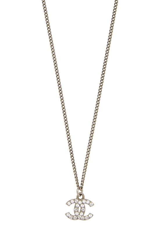 Silver Crystal 'CC' Necklace Small, , large image number 1