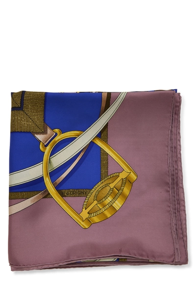 Purple & Multicolor 'Grand Manege' Silk Scarf 90, , large