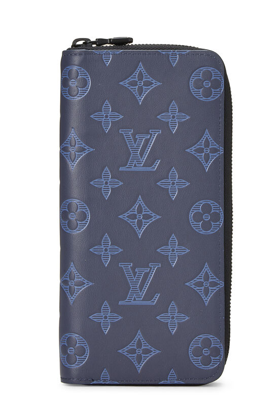 Navy Monogram Shadow Zippy Vertical Wallet, , large image number 0