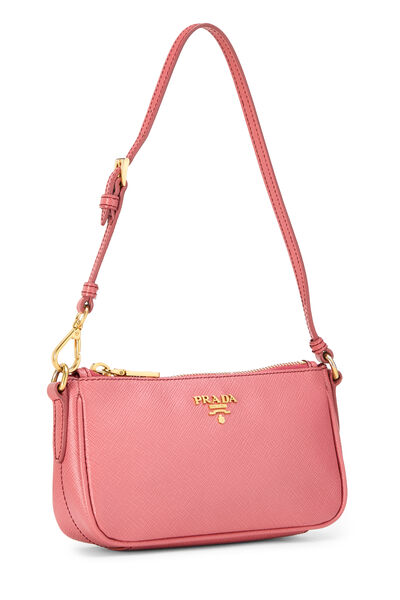 Pink Saffiano Pochette Mini, , large