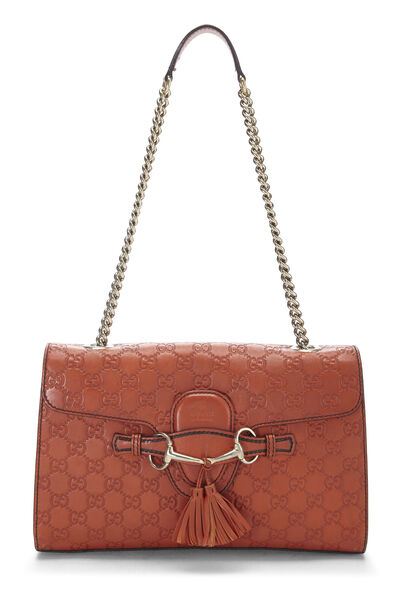 Orange Guccissima Leather Emily Chain Shoulder Bag