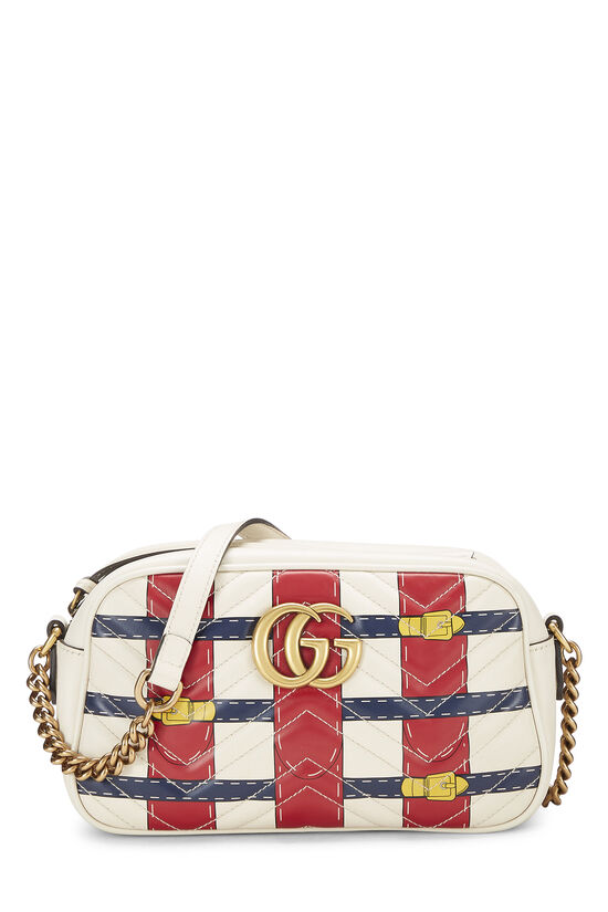 White Leather Trompe L'Oeil 'GG' Marmont Crossbody Bag, , large image number 0
