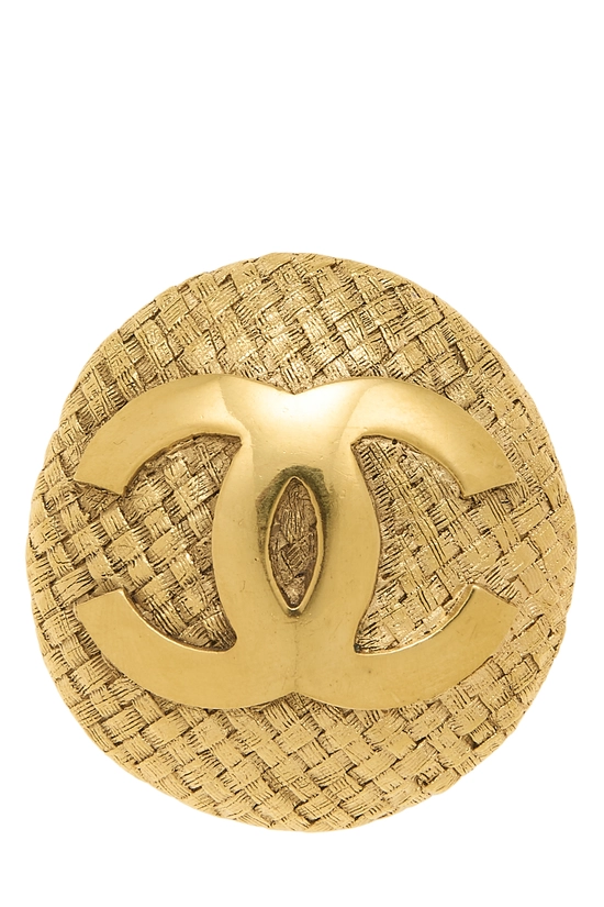 Gold Interlocking 'CC' Woven Pin Large, , large image number 0