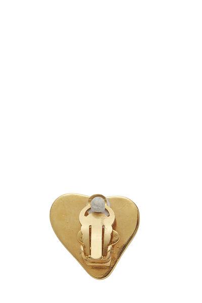 Gold 'CC' Heart Earrings Small, , large