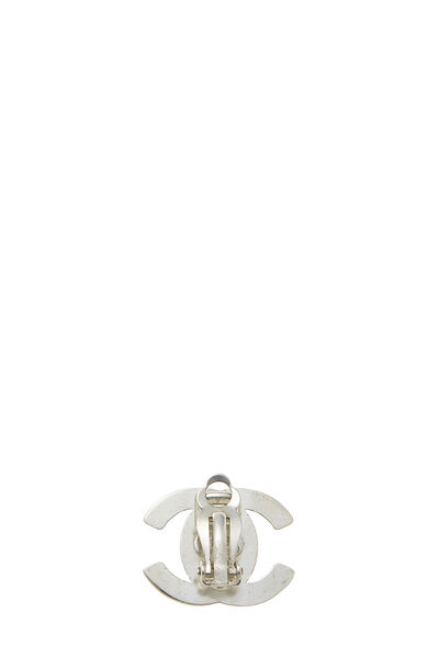 Silver 'CC' Turnlock Earrings Medium, , large