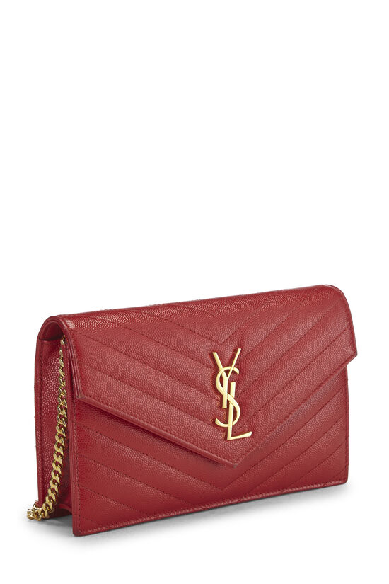 Red Grained Calfskin Envelope Wallet-On-Chain (WOC), , large image number 1
