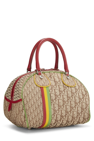 Brown Trotter Coated Canvas Rasta Bowler Bag, , large