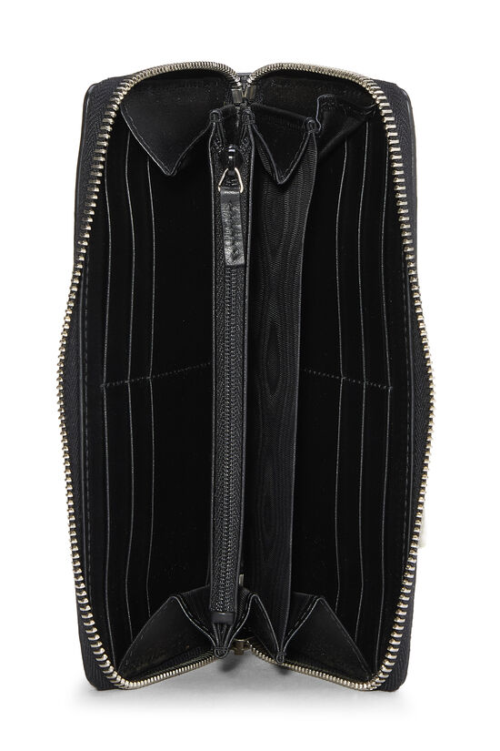 Black Leather Logo Embossed Zip Around Wallet, , large image number 3